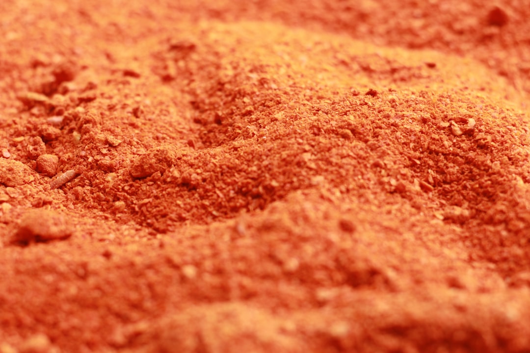 The close up of spices chili powder.